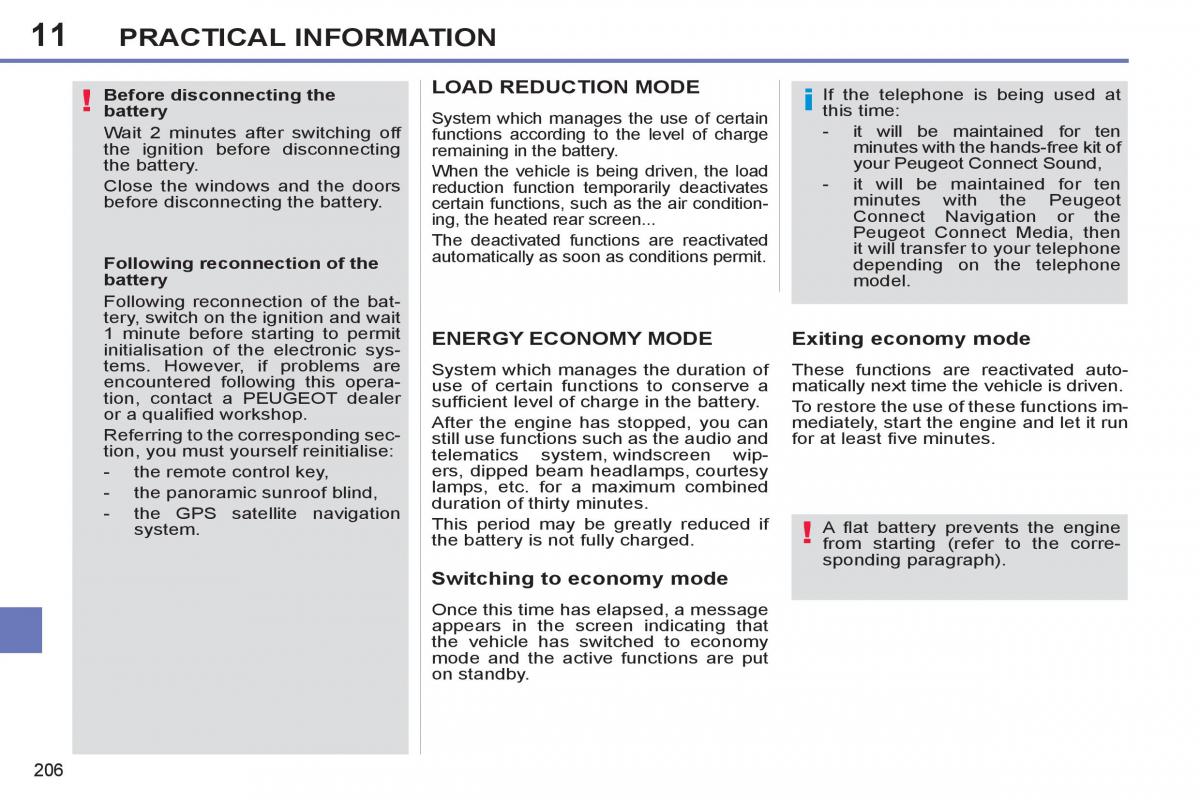 Peugeot 308 SW I 1 owners manual / page 208