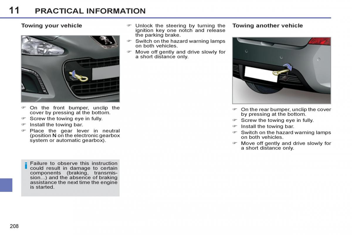 Peugeot 308 SW I 1 owners manual / page 210