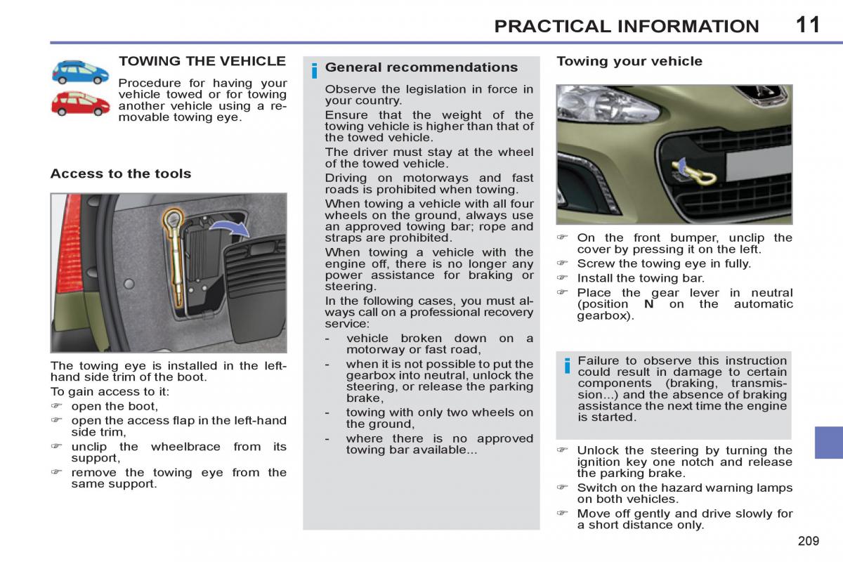 Peugeot 308 SW I 1 owners manual / page 211