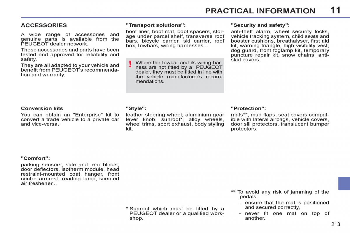 Peugeot 308 SW I 1 owners manual / page 215