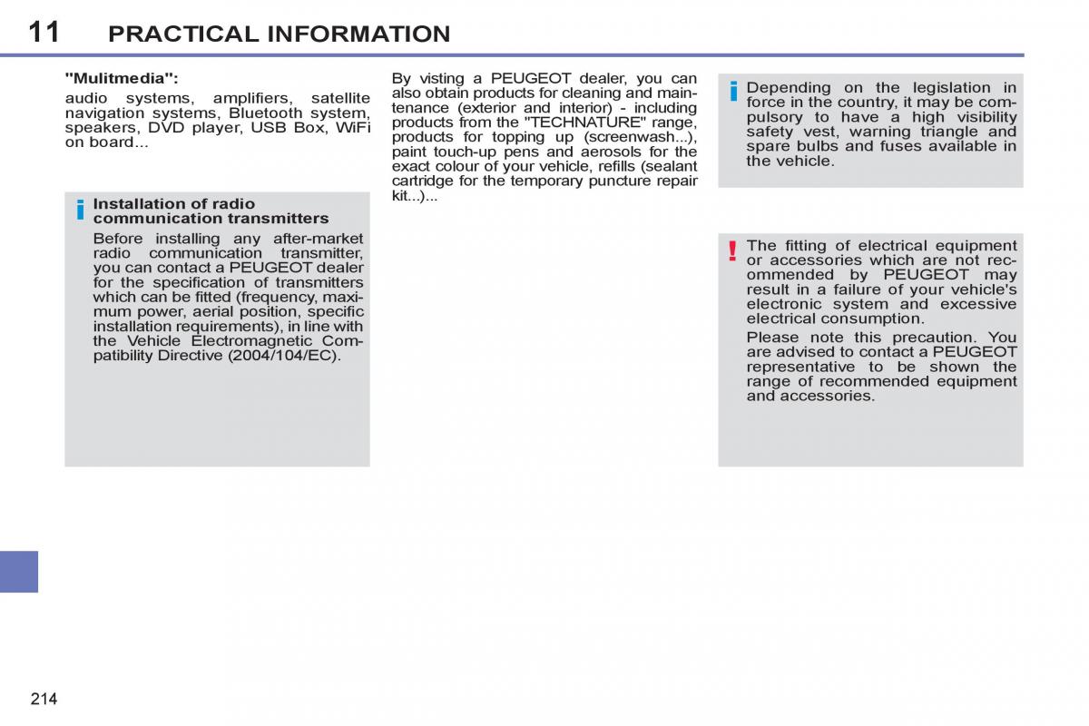 Peugeot 308 SW I 1 owners manual / page 216