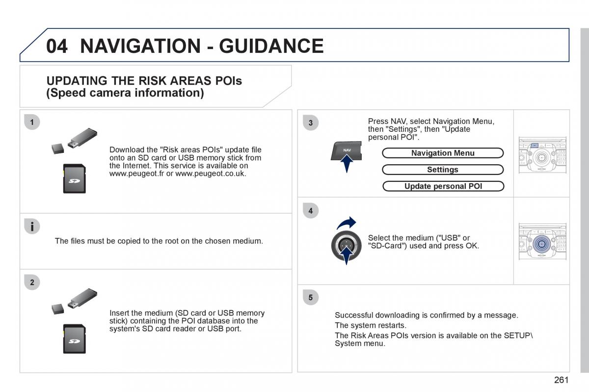 Peugeot 308 SW I 1 owners manual / page 263