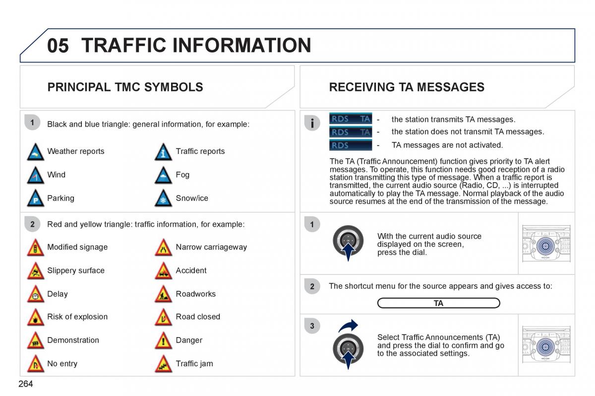 Peugeot 308 SW I 1 owners manual / page 266