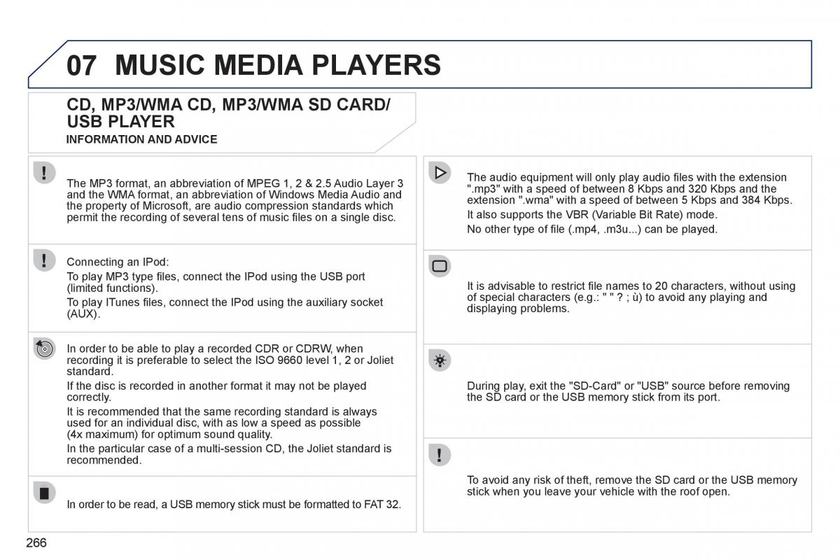 Peugeot 308 SW I 1 owners manual / page 268