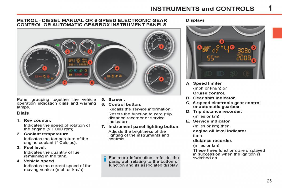 Peugeot 308 SW I 1 owners manual / page 27