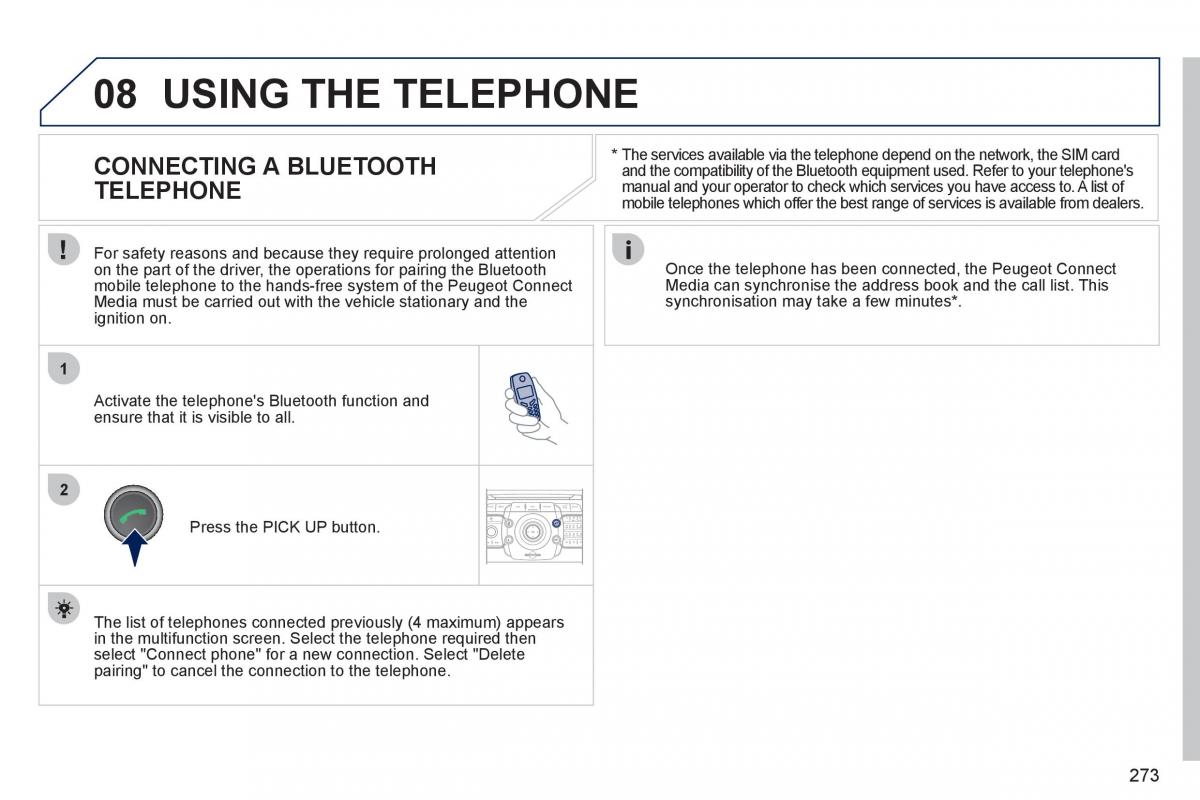 Peugeot 308 SW I 1 owners manual / page 275