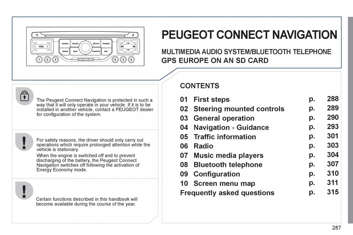 Peugeot 308 SW I 1 owners manual / page 289