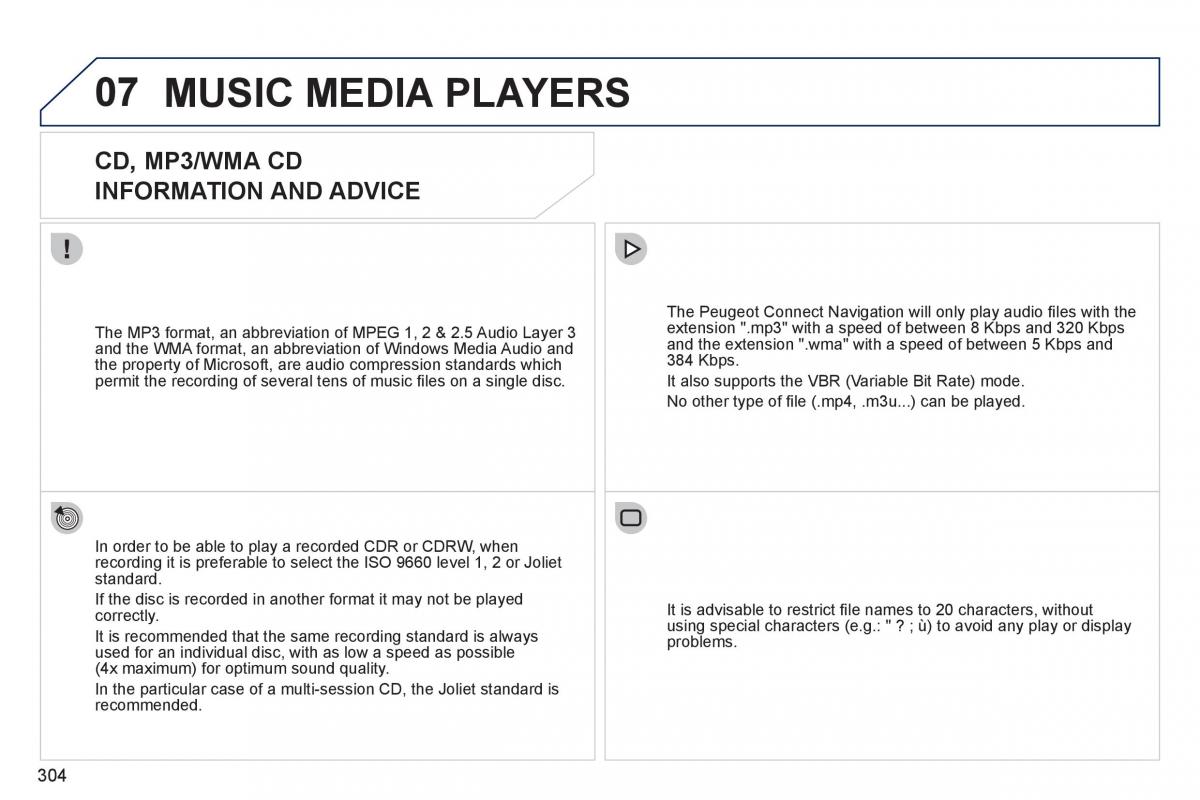 Peugeot 308 SW I 1 owners manual / page 306