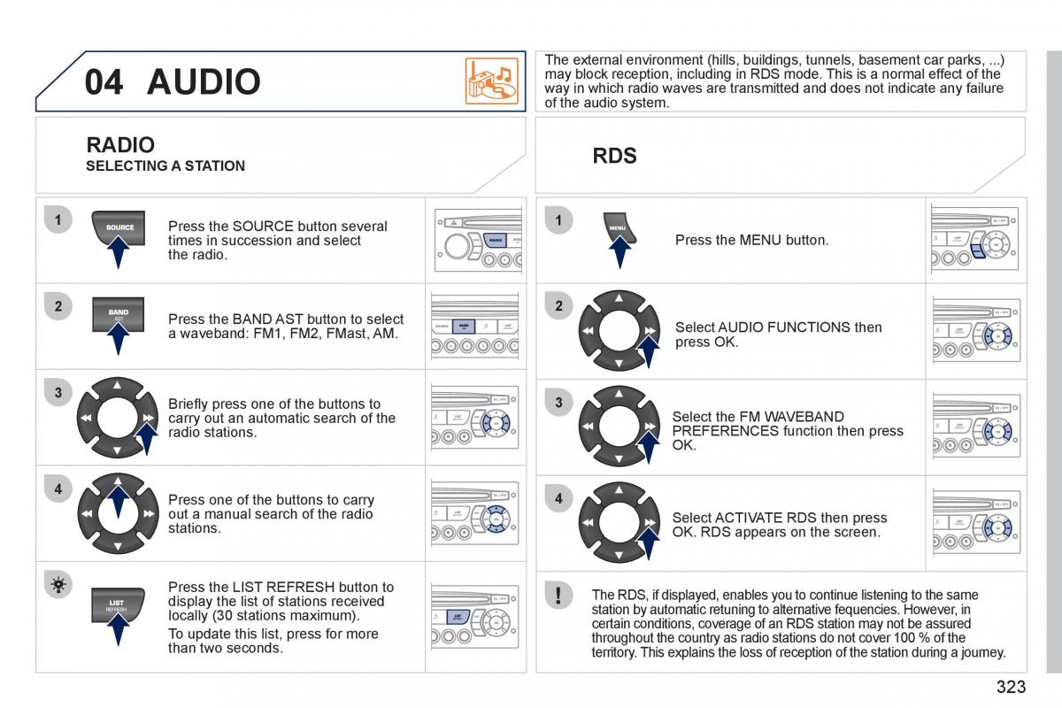 Peugeot 308 SW I 1 owners manual / page 325