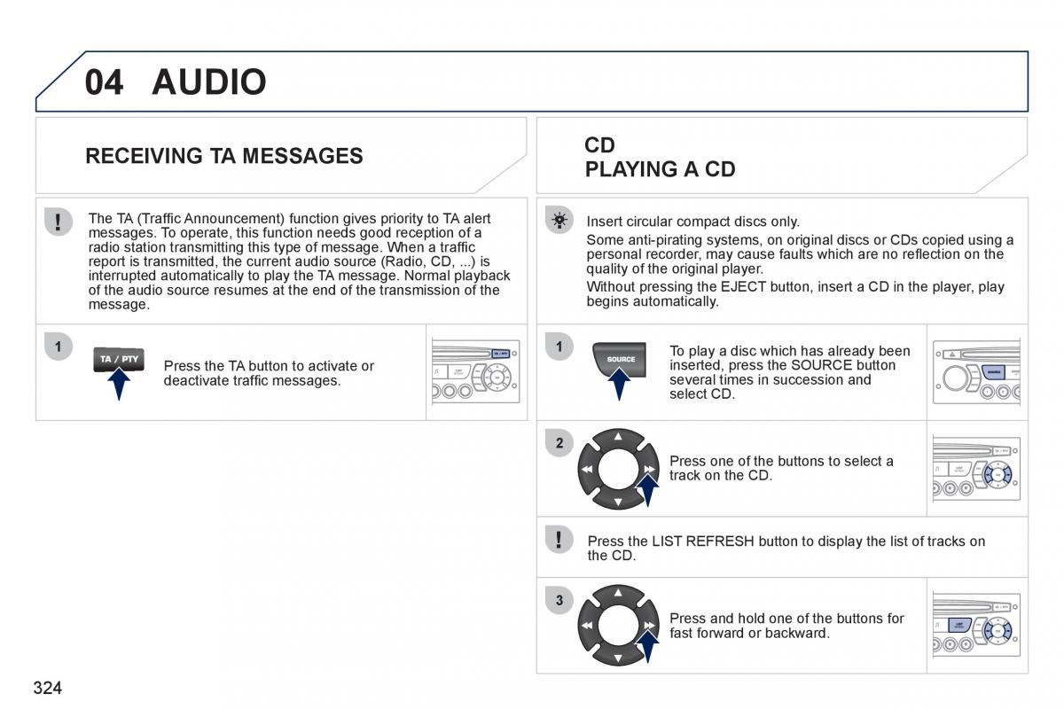 Peugeot 308 SW I 1 owners manual / page 326