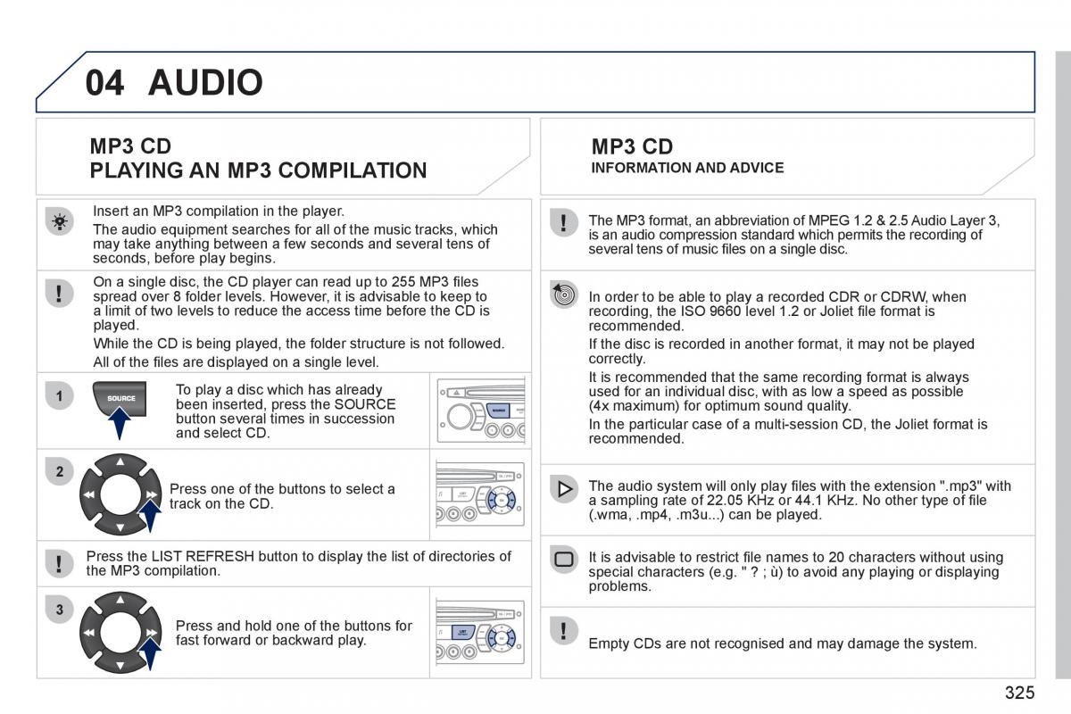 Peugeot 308 SW I 1 owners manual / page 327