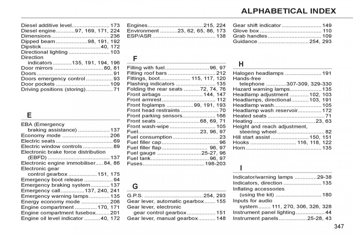 Peugeot 308 SW I 1 owners manual / page 349