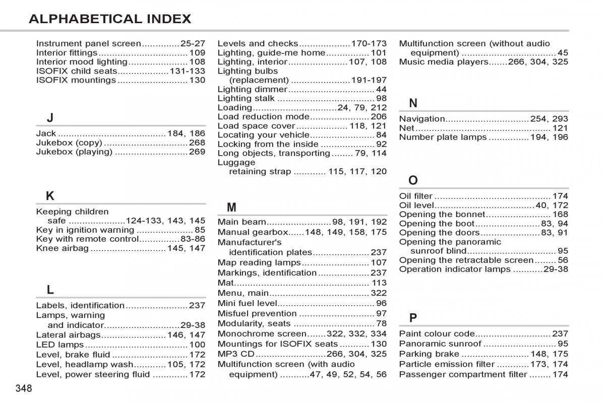 Peugeot 308 SW I 1 owners manual / page 350