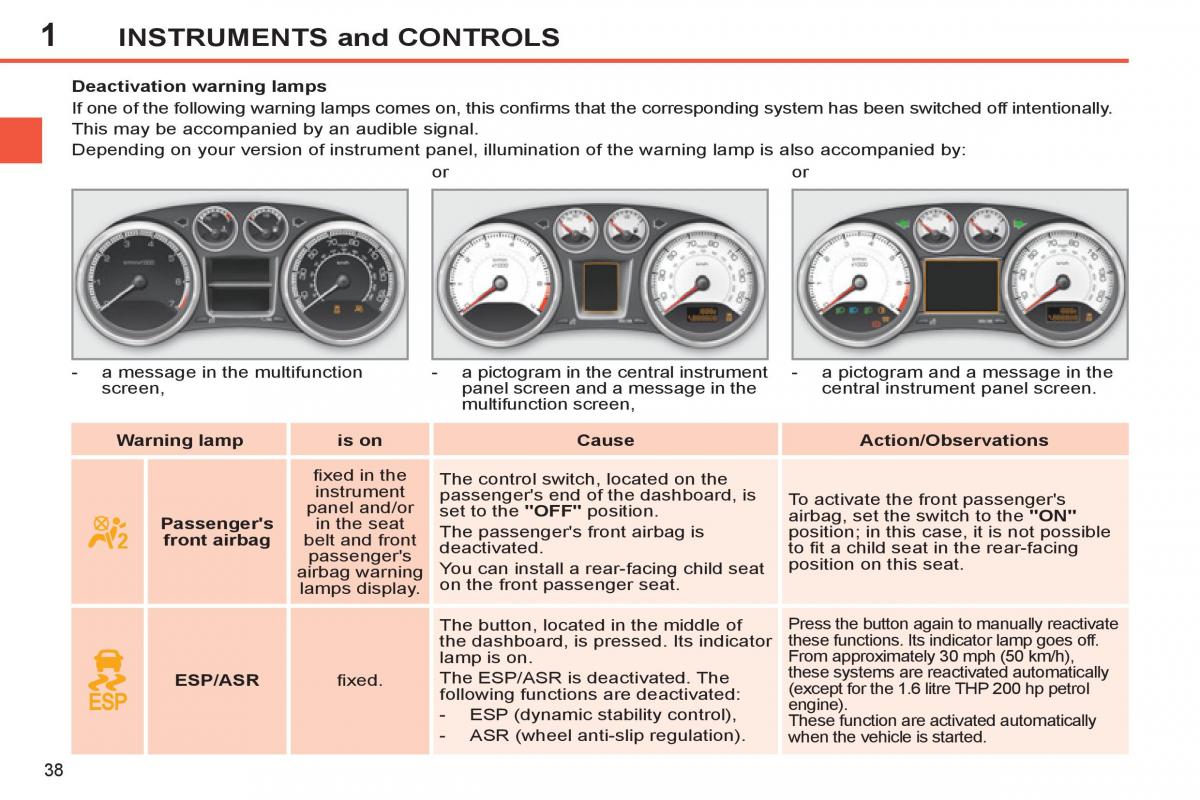 Peugeot 308 SW I 1 owners manual / page 40