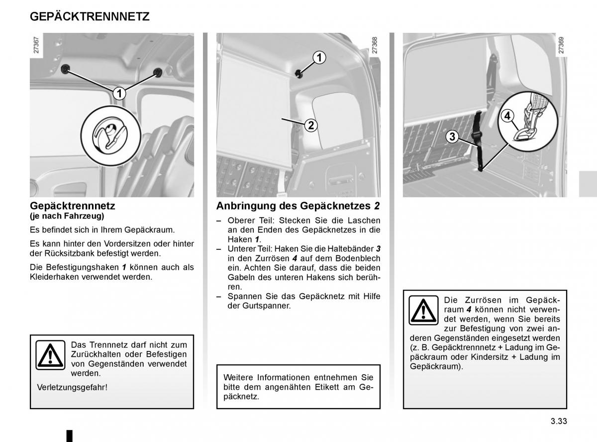 Renault Kangoo II 2 Handbuch / page 165