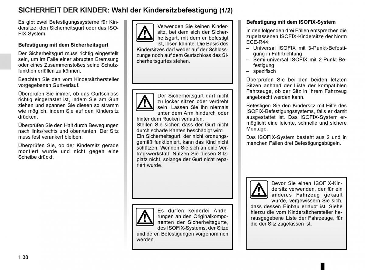 Renault Kangoo II 2 Handbuch / page 44