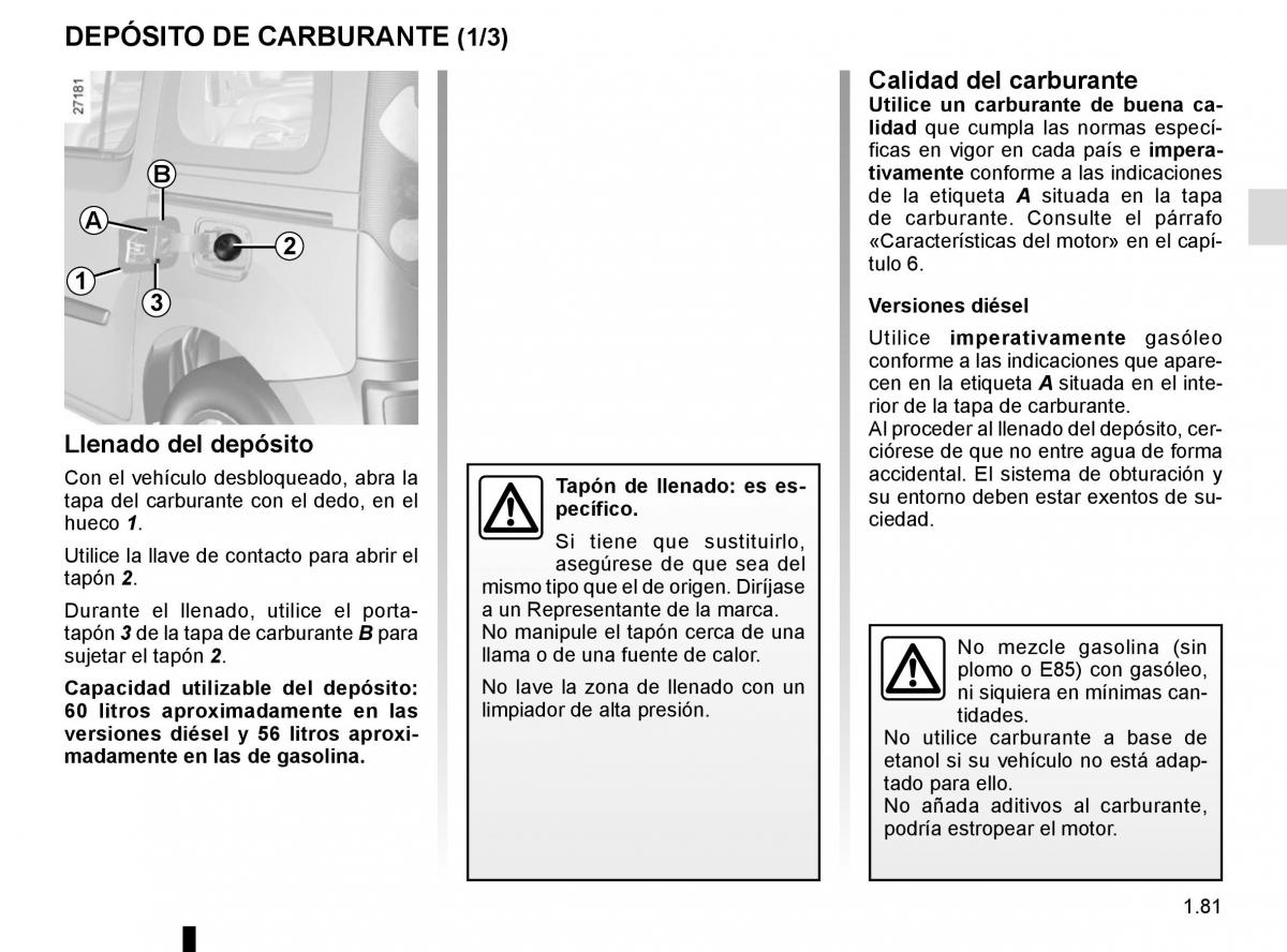 Renault Kangoo II 2 manual del propietario / page 87