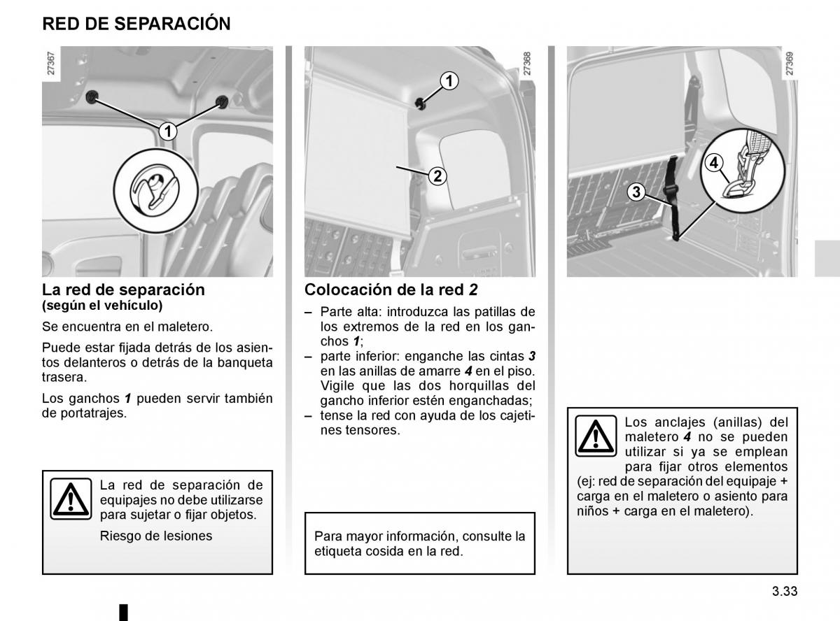 Renault Kangoo II 2 manual del propietario / page 165