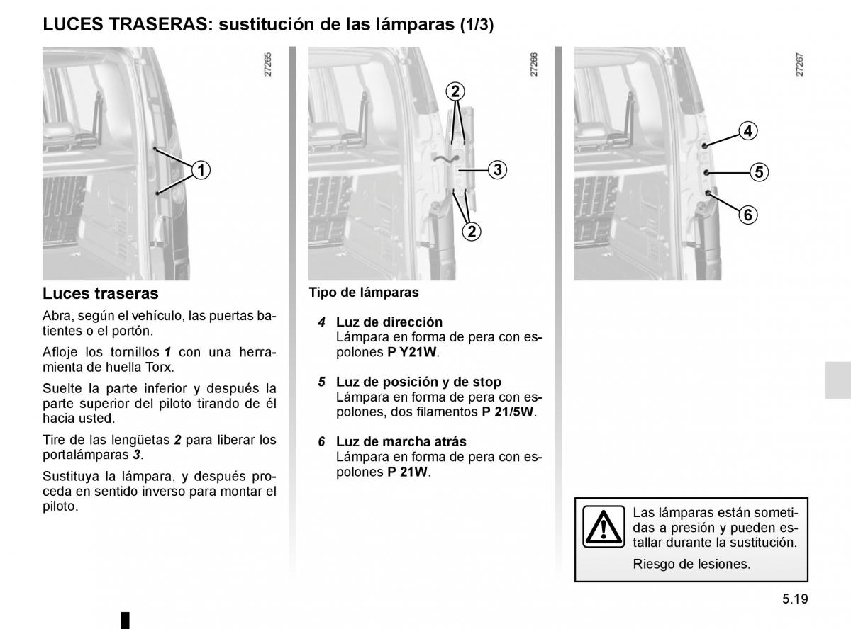 Renault Kangoo II 2 manual del propietario / page 205