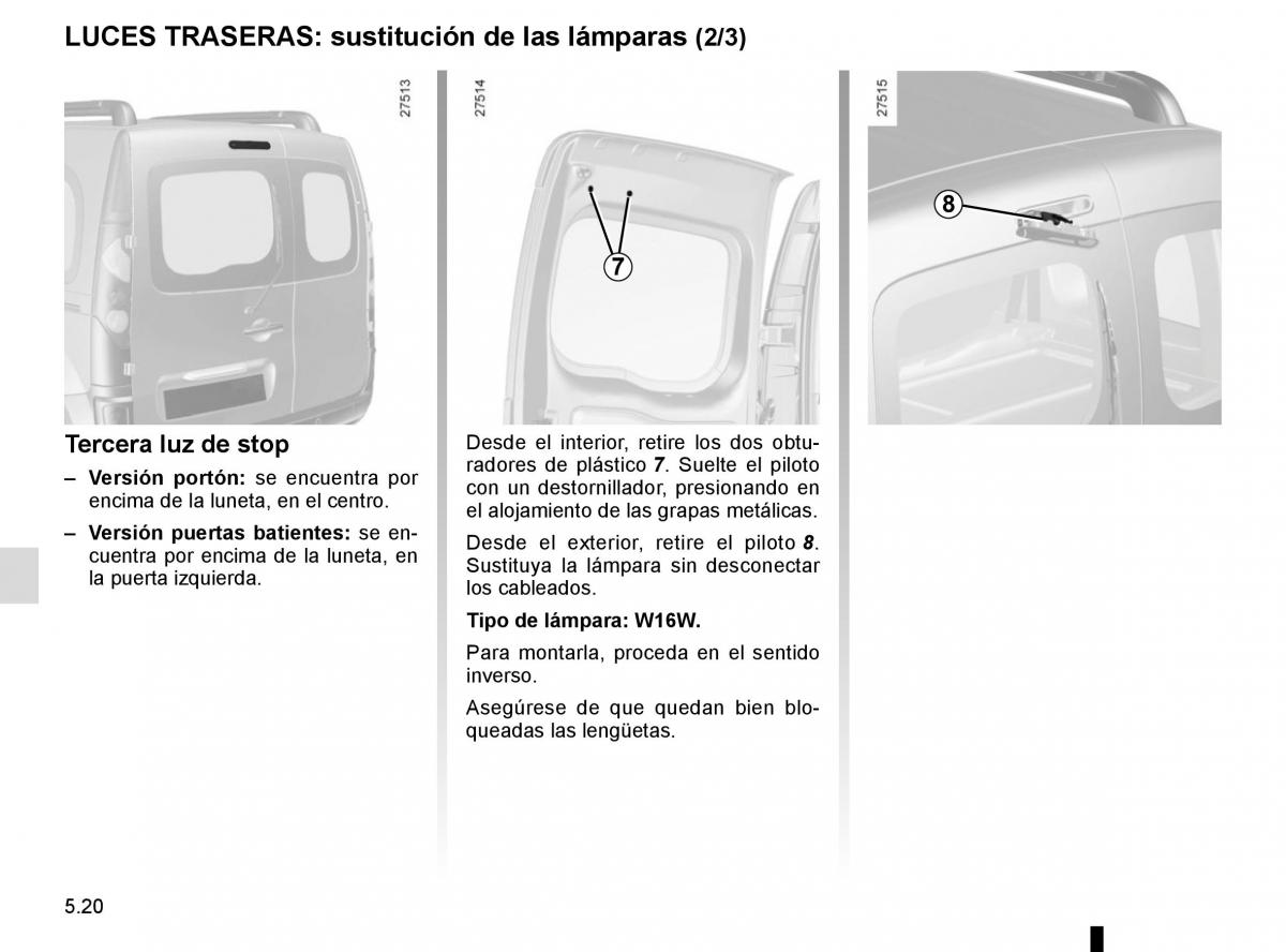 Renault Kangoo II 2 manual del propietario / page 206