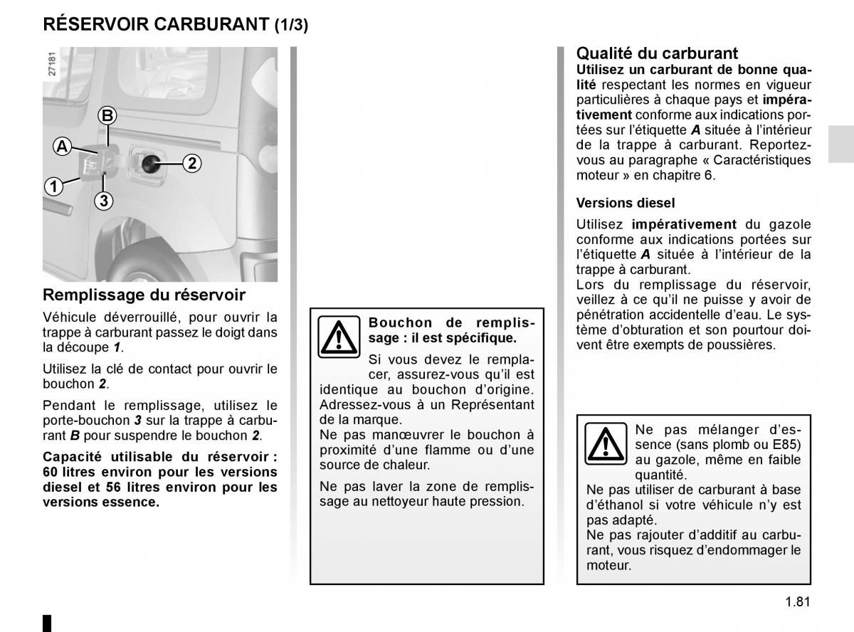 Renault Kangoo II 2 manuel du proprietaire / page 87