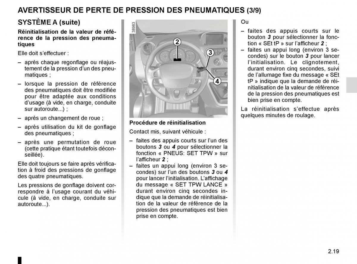 Renault Kangoo II 2 manuel du proprietaire / page 109