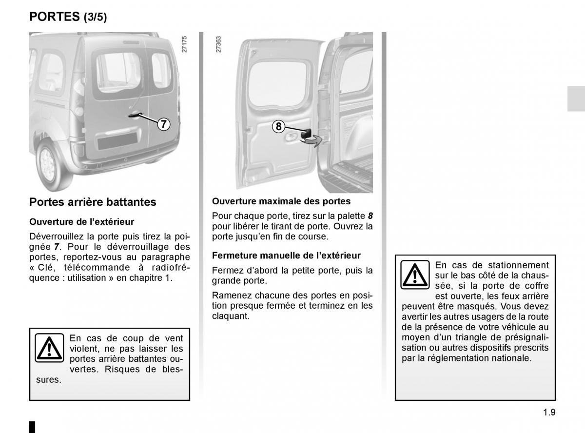 Renault Kangoo II 2 manuel du proprietaire / page 15