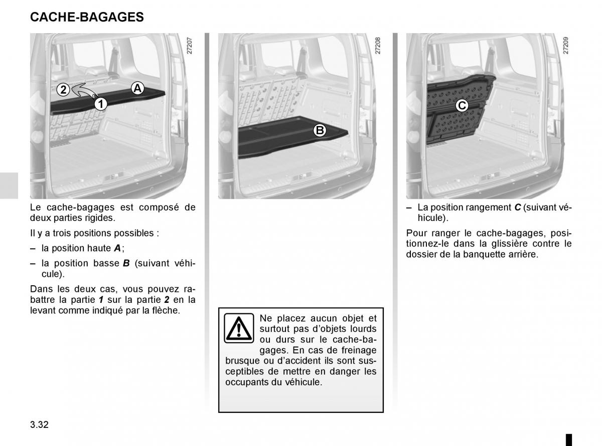 Renault Kangoo II 2 manuel du proprietaire / page 164