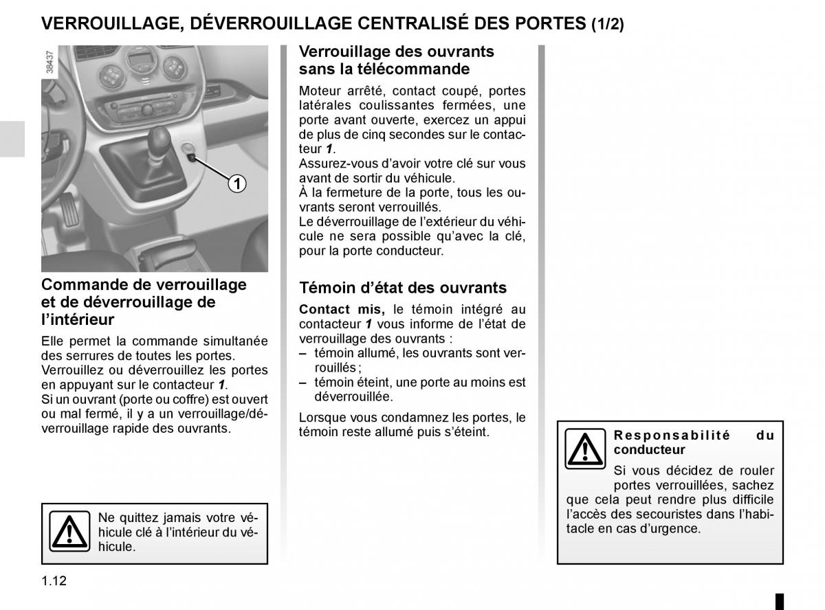 Renault Kangoo II 2 manuel du proprietaire / page 18