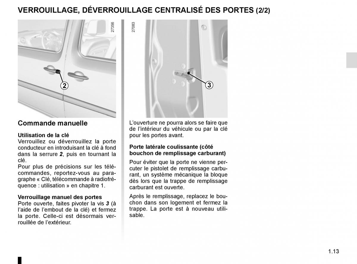 Renault Kangoo II 2 manuel du proprietaire / page 19