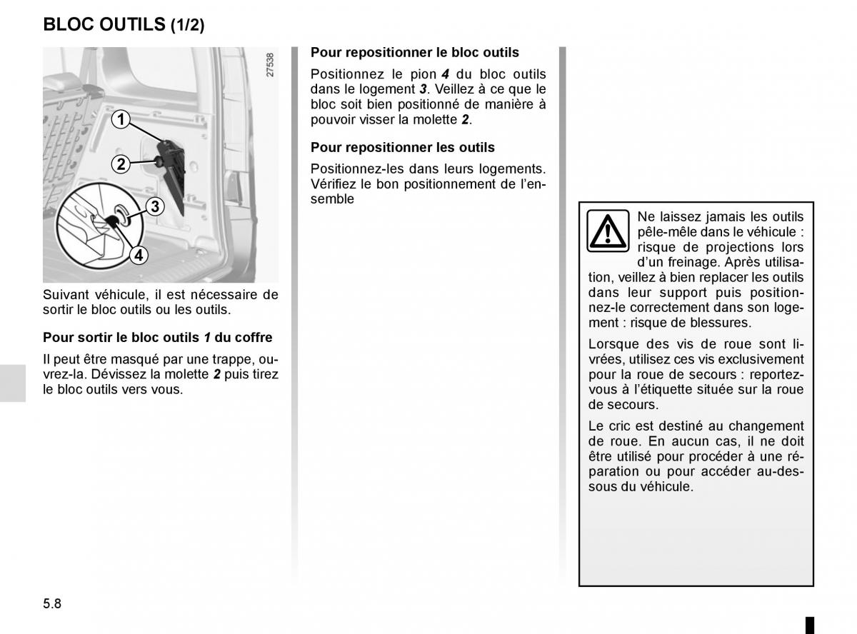 Renault Kangoo II 2 manuel du proprietaire / page 194