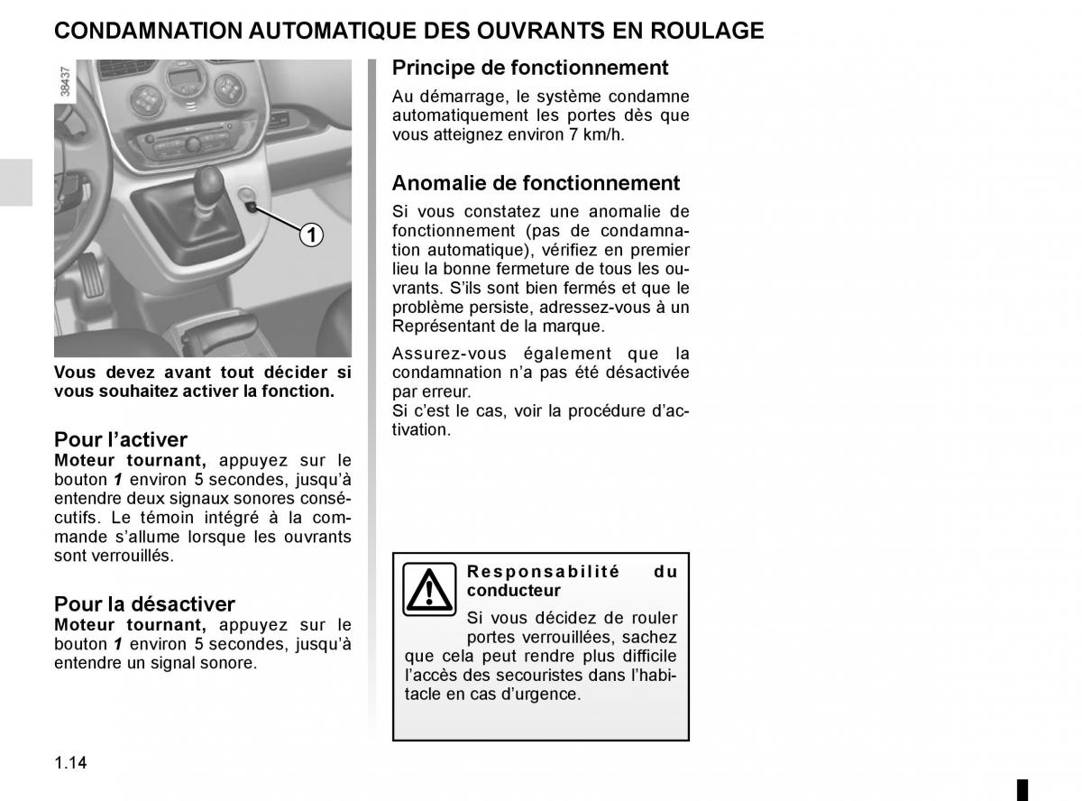 Renault Kangoo II 2 manuel du proprietaire / page 20