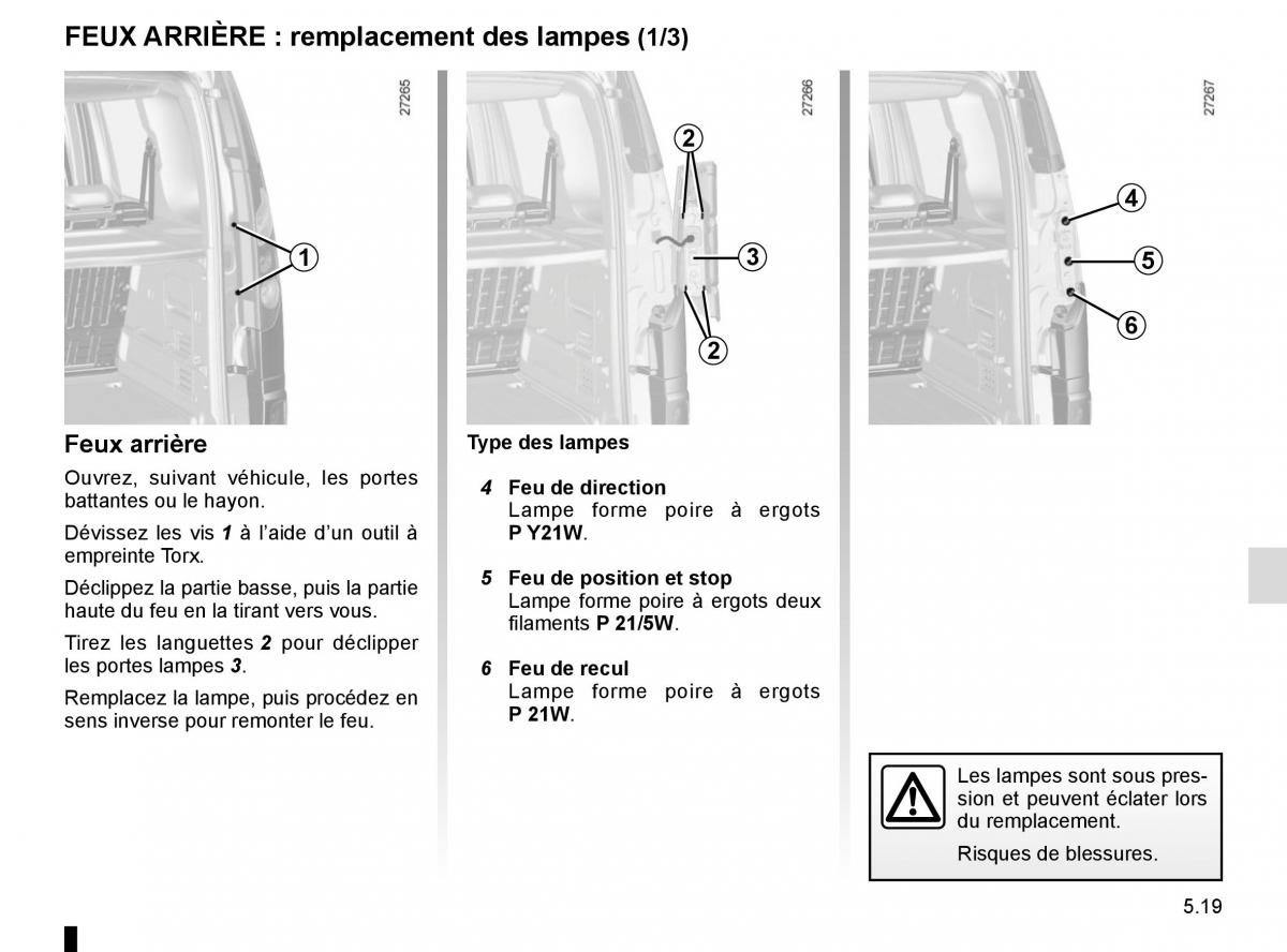 Renault Kangoo II 2 manuel du proprietaire / page 205