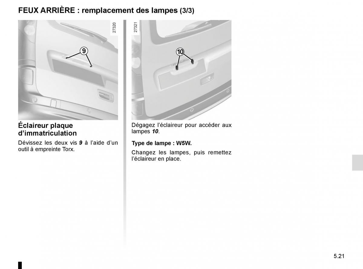 Renault Kangoo II 2 manuel du proprietaire / page 207