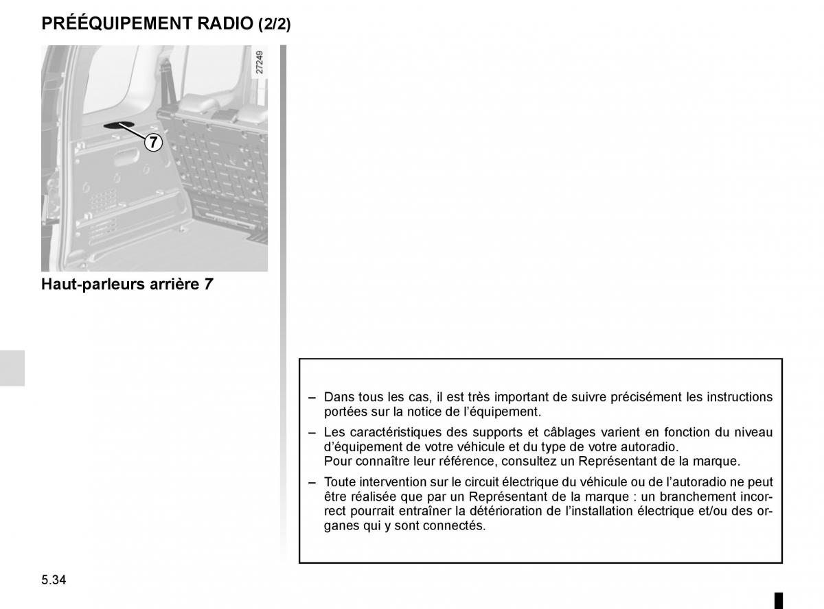 Renault Kangoo II 2 manuel du proprietaire / page 220