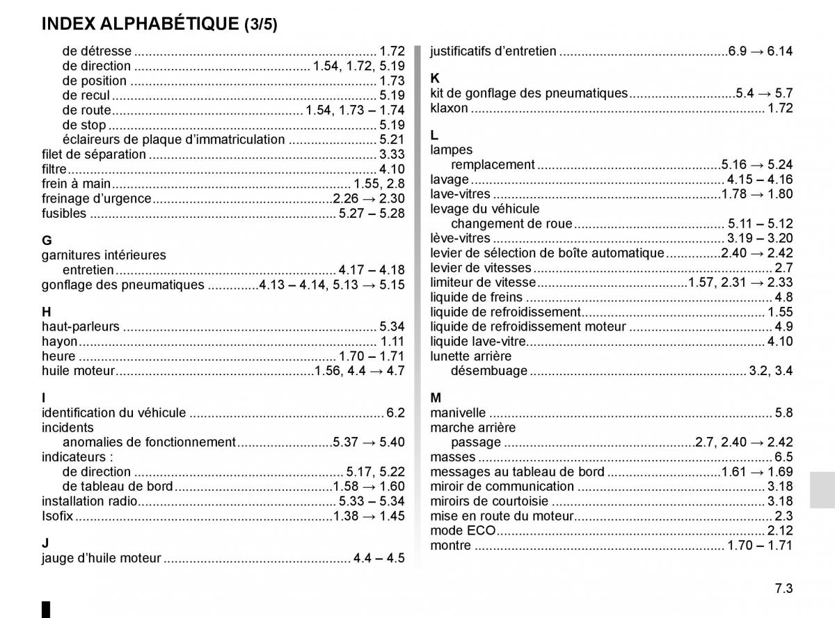 Renault Kangoo II 2 manuel du proprietaire / page 249