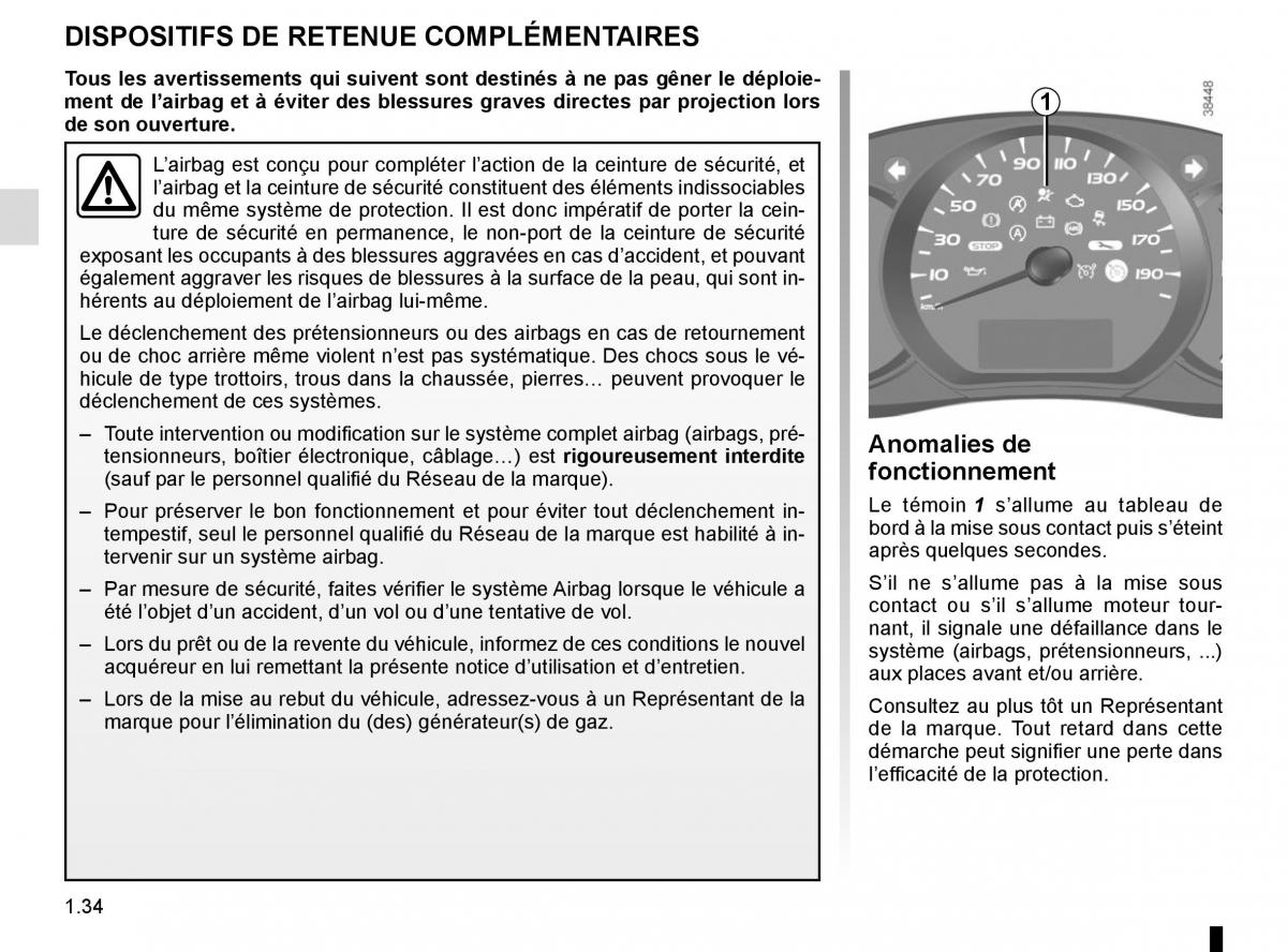 Renault Kangoo II 2 manuel du proprietaire / page 40