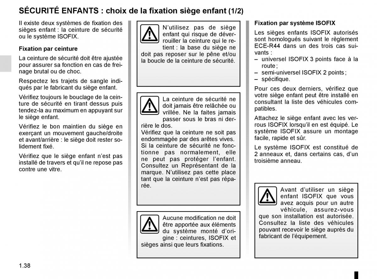 Renault Kangoo II 2 manuel du proprietaire / page 44