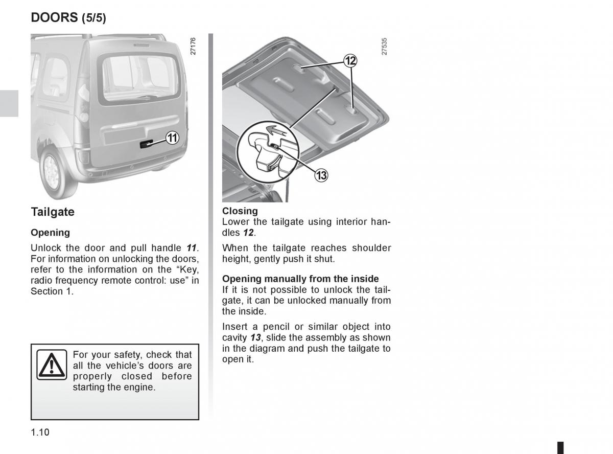 Renault Kangoo II 2 owners manual / page 16