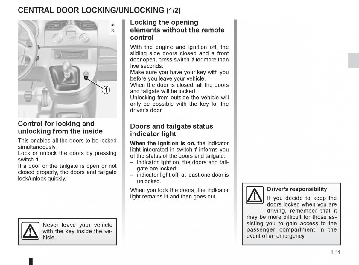 Renault Kangoo II 2 owners manual / page 17