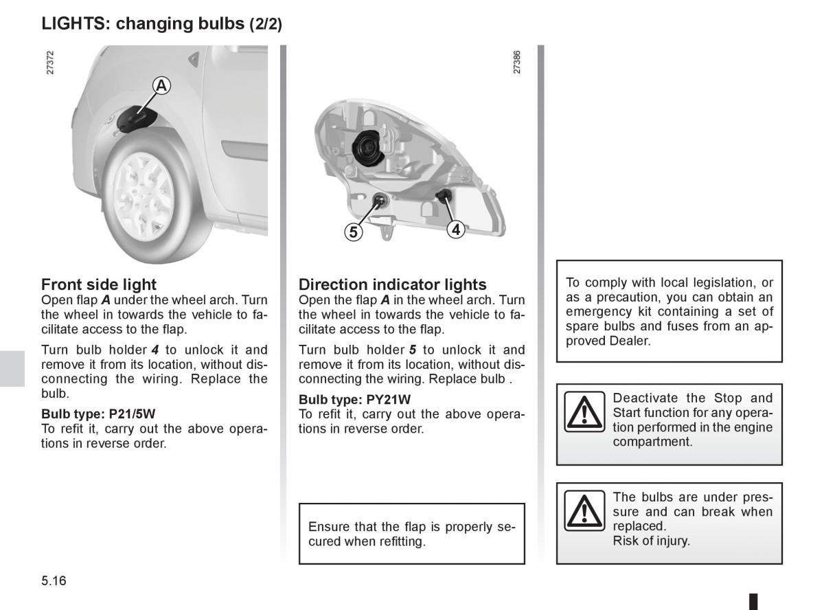 Renault Kangoo II 2 owners manual / page 186