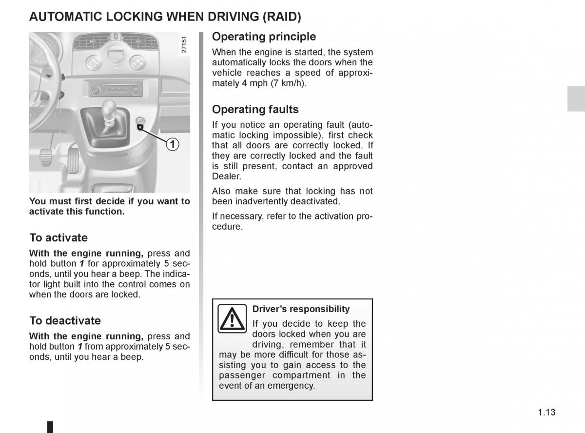 Renault Kangoo II 2 owners manual / page 19