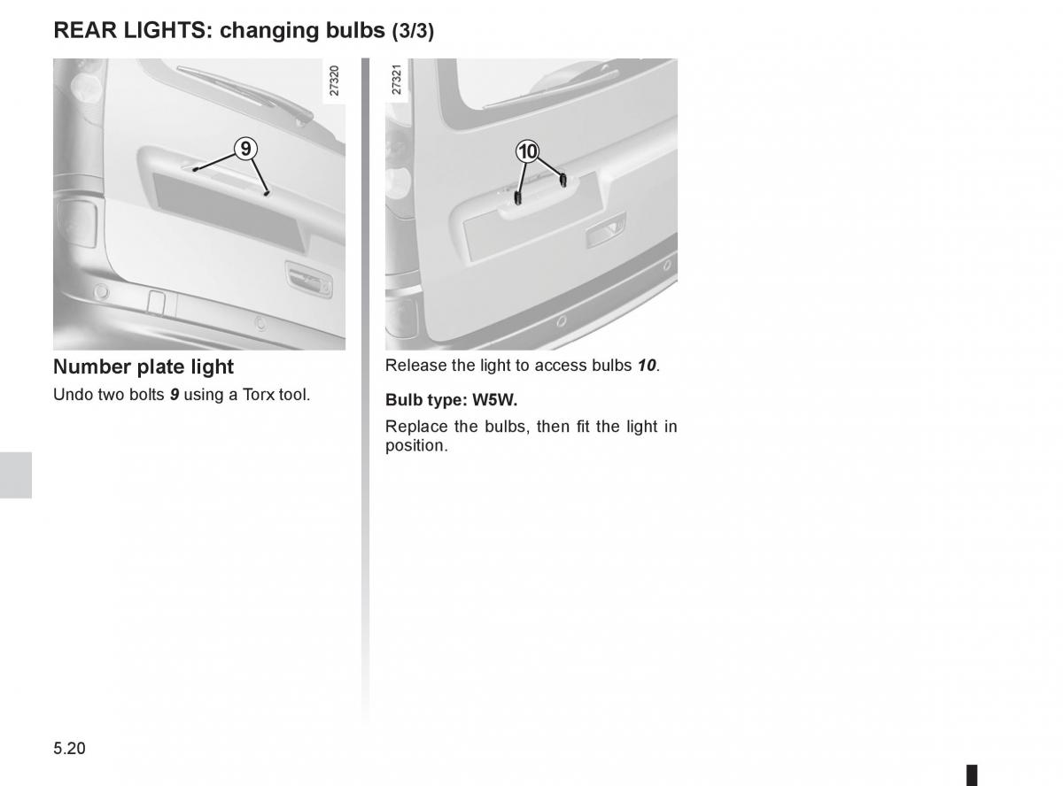 Renault Kangoo II 2 owners manual / page 190