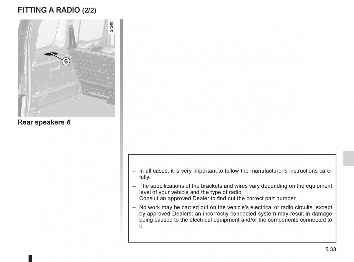 Renault Kangoo II 2 owners manual / page 203