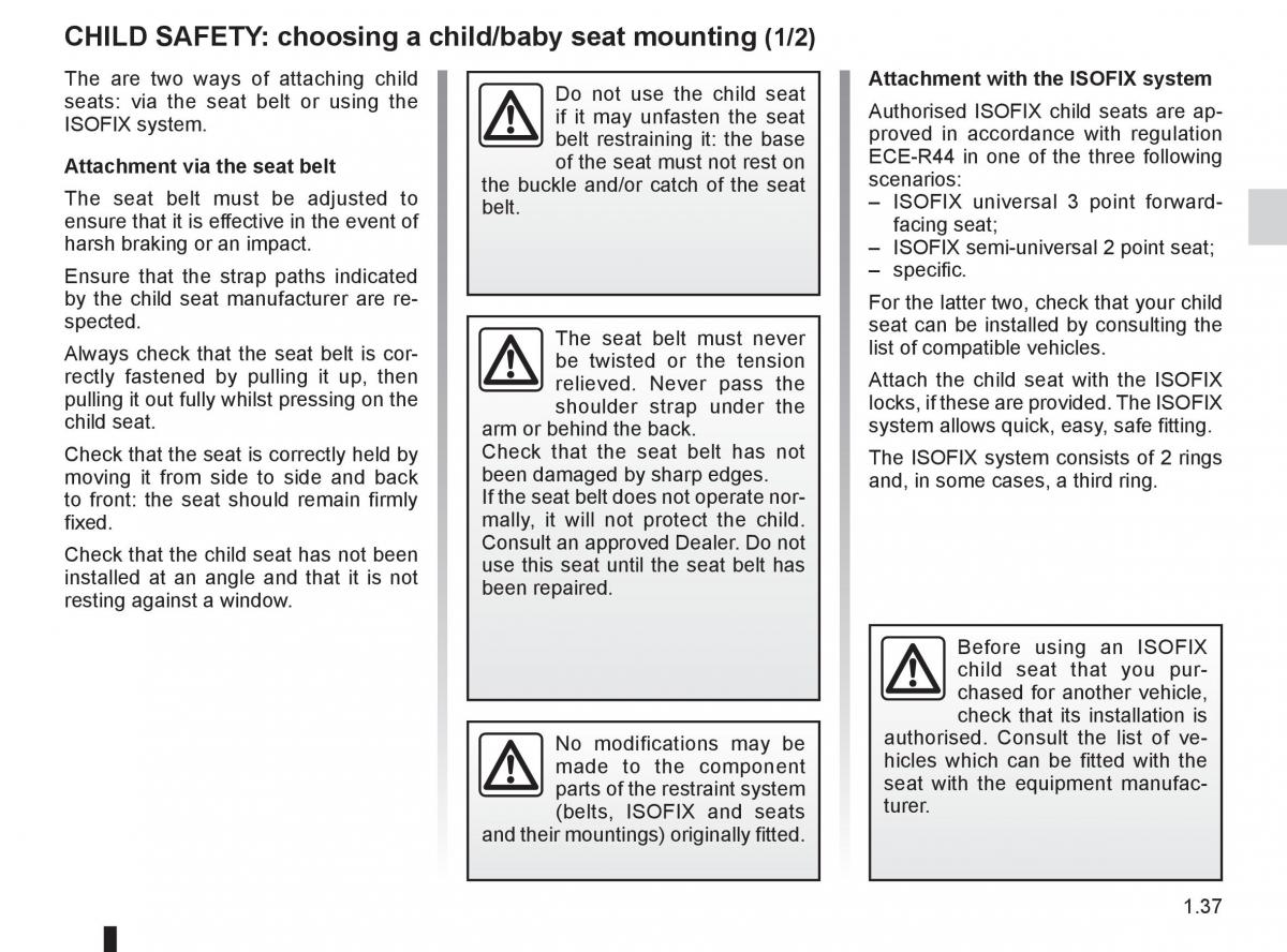 Renault Kangoo II 2 owners manual / page 43