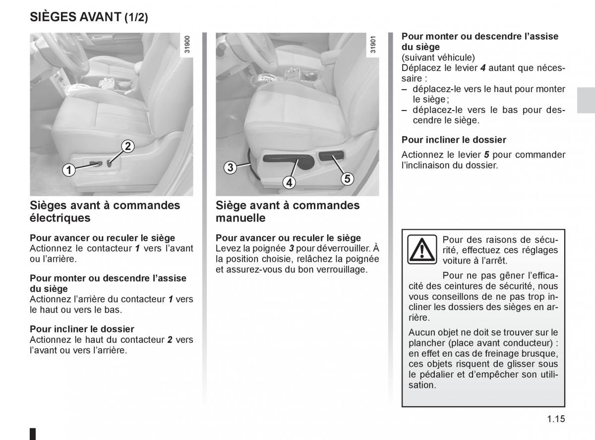 Renault Koleos manuel du proprietaire / page 21