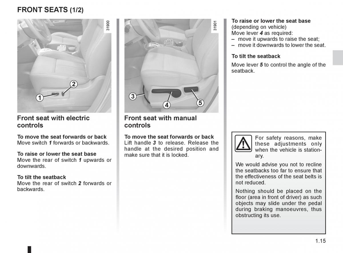 Renault Koleos owners manual / page 21