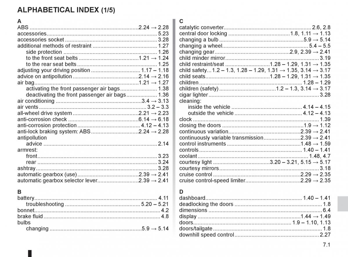 Renault Koleos owners manual / page 227