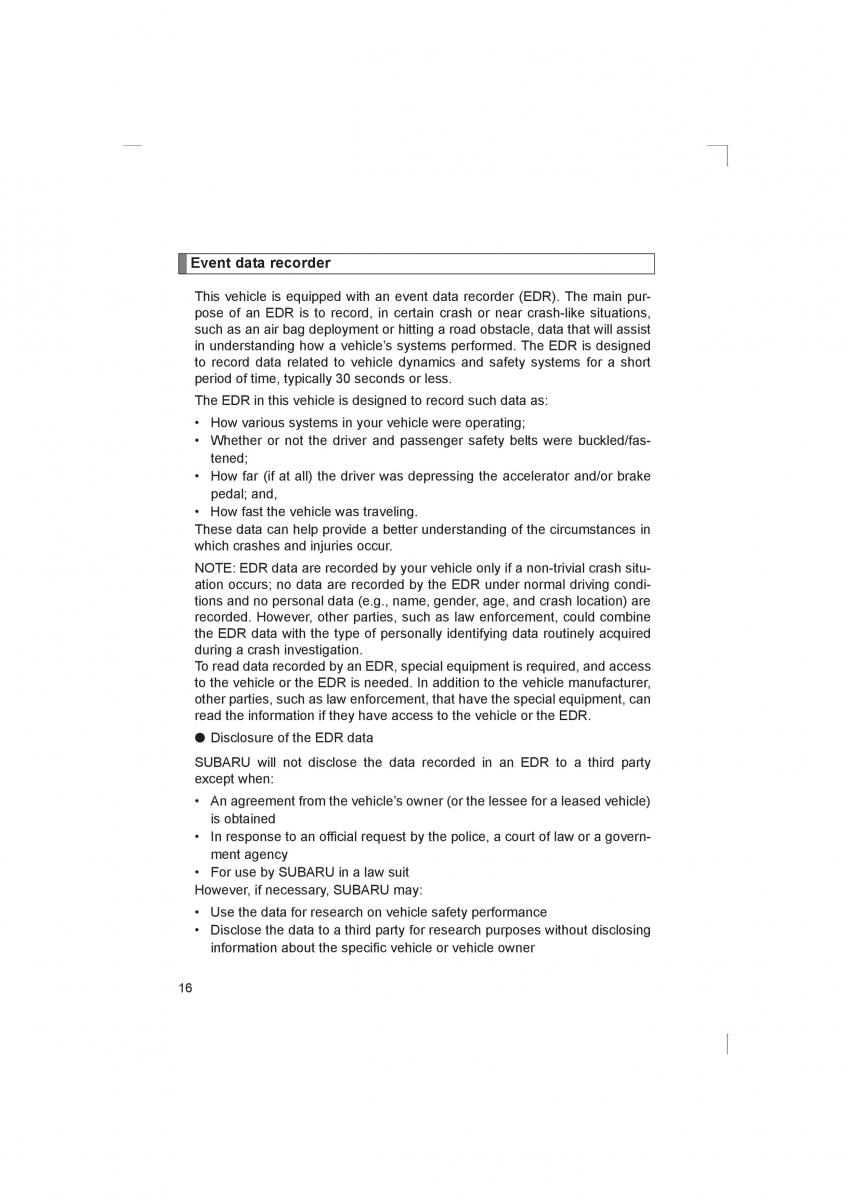 manual  Subaru BRZ owners manual / page 16