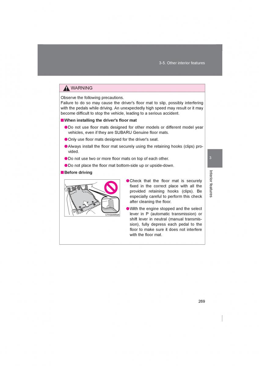 manual  Subaru BRZ owners manual / page 269